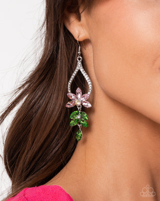 Floral Fuss - Pink - and Iridescent Flower Paparazzi Fishhook Earrings