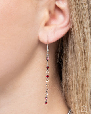 Victorian Influence - Red - and Pink Rhinestone Silver Bow Paparazzi Short Necklace