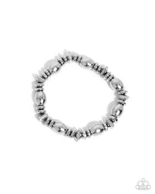 Manufactured Model - Silver - Beaded Paparazzi Men's Bracelet