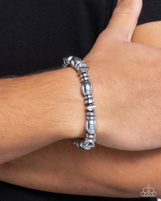 Manufactured Model - Silver - Beaded Paparazzi Men's Bracelet