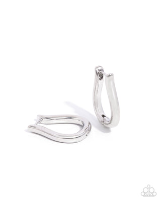 Generous Grace - Silver - Horseshoe Paparazzi Hinge Hoop Earrings