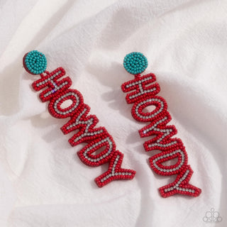 Howdy Headline - Red - Seed Bead Paparazzi Post Earrings - October 2024 Possible Pop-Up Shop Exclusive