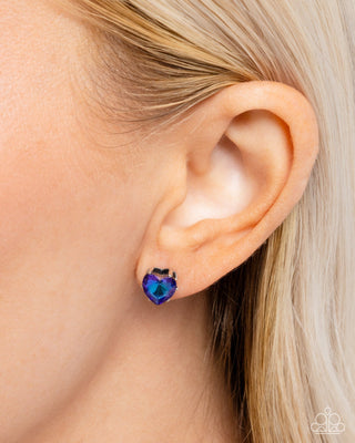 Sweetheart Stunner - Blue - UV Heart Gem Paparazzi Post Earrings