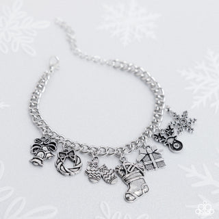 Christmas Classics - Silver - Holiday Charms Paparazzi Lobster Claw Bracelet