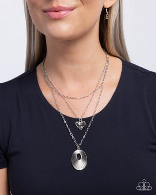 Sunburst Stage - Silver - Heart Tiered Paparazzi Short Necklace