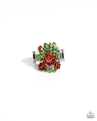 Rosy Route - Orange - Flower Paparazzi Ring