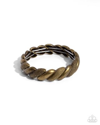 Captivating Curls - Brass - Paparazzi Stretchy Bracelet