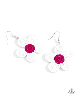 Seed Bead Vibrancy - White - Flower Paparazzi Fishhook Earrings