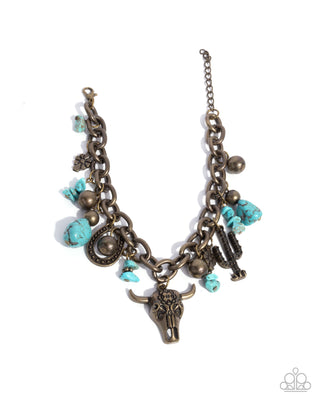 Complete Look - Wild West Whimsy Necklace & Wild West Wardrobe Bracelet - Brass Western $10 Set