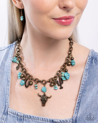 Complete Look - Wild West Whimsy Necklace & Wild West Wardrobe Bracelet - Brass Western $10 Set