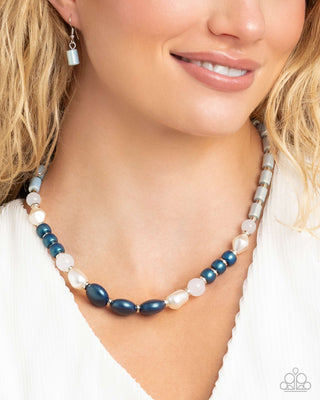 Complete Look - Captivating Can-Can Necklace & Charming Can-Can Bracelet - Blue - $10 Set