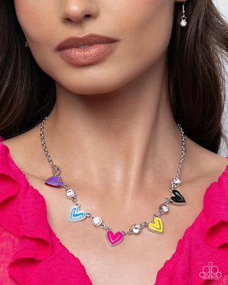 Complete Look - Friendly Fringe Necklace & Friendly Finale Bracelet - Multi Hearts - $10 Set