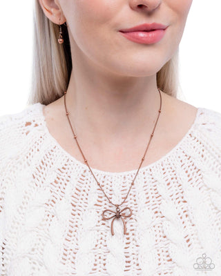 Complete Look - Coquette Chic Necklace & Coquette Candidate Earrings - Copper Bow - $10 Set