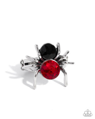 Complete Look - Spider Bite Ring & Black Widow Earrings - Red Spider Halloween - $10 Set