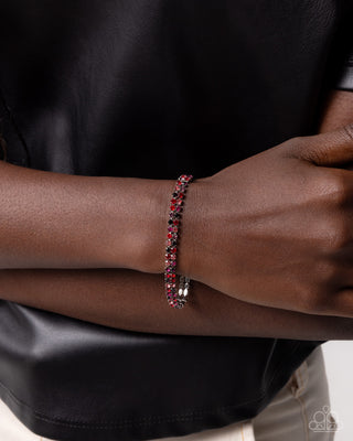 Complete Look - Terrific Trio Necklace & Thrilling Trio Bracelet - Red - $10 Set