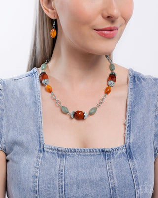 Complete Look - Beauty Culture Necklace & Sturdy Season Bracelet - Orange Bead - $10 Set