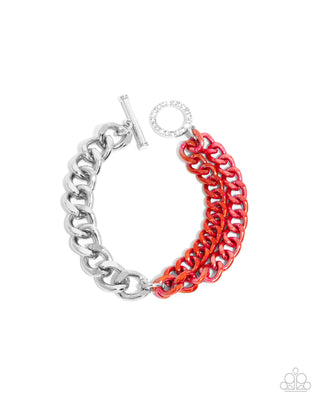 Complete Look - Iridescent Icon Necklace & Tourist Twists Bracelet - Red - $10 Set