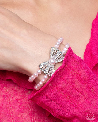 Complete Look - Admirable Aria Bracelet & Adorable Aria Earrings - Pink Bow - $10 Set