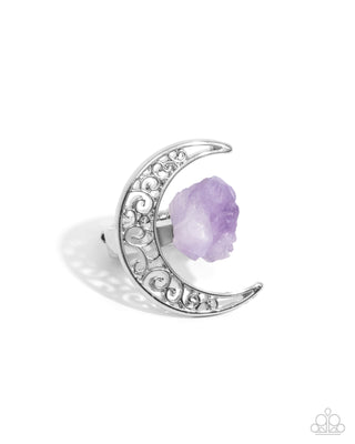 Complete Look - Crescent Charm Necklace & Planetary Perfection Ring - Purple Ring - $10 Set