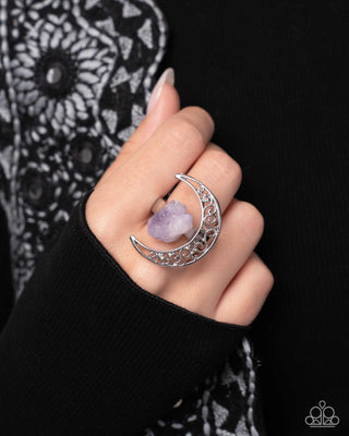 Complete Look - Crescent Charm Necklace & Planetary Perfection Ring - Purple Ring - $10 Set