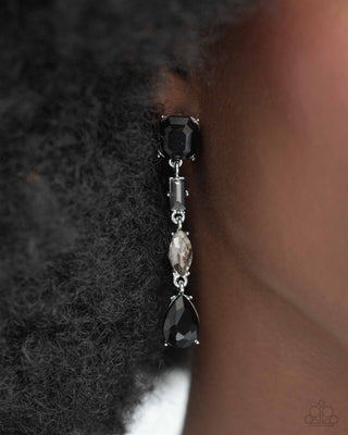 Complete Look - Gallery Gala Necklace & Cascading Class Earrings - Black Gem - $10 Set