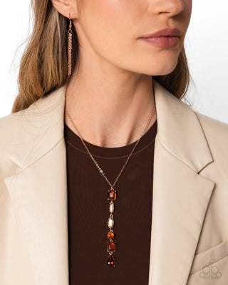 Complete Look - Gallery Gala Necklace & Cascading Class Earring - Brown - $10 Set