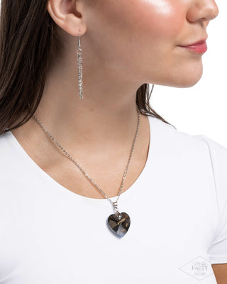 Love Hurts - Multi - Oil Spill Reversible Heart Paparazzi Short Necklace - Pink Diamond