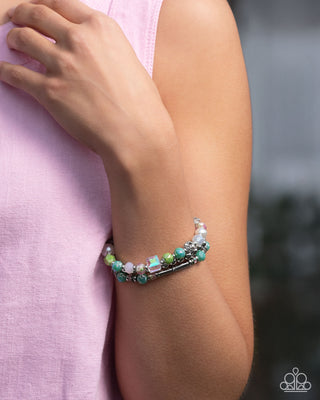 Nonstop Nostalgia - Multi - Iridescent and Rose Bead Paparazzi Stretchy Bracelet - 2025 Empower Me Pink Exclusive