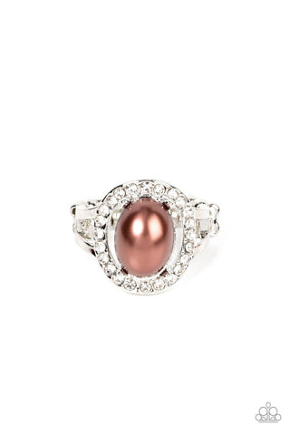 Seize the Shimmer - Brown - Oval Pearl Paparazzi Dainty Ring