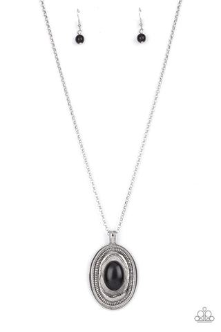 Sierra Sage - Black - Oval Stone Paparazzi Long Necklace