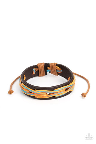 STRING-a-Ding-Ding - Orange - Leather Paparazzi Pull-Cord Bracelet