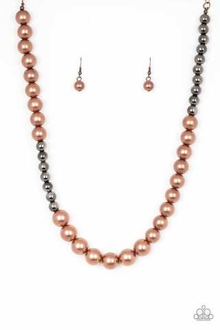 Power to the People - Copper - and Gunmetal Mixed Metal Bead Paparazzi Short Necklace