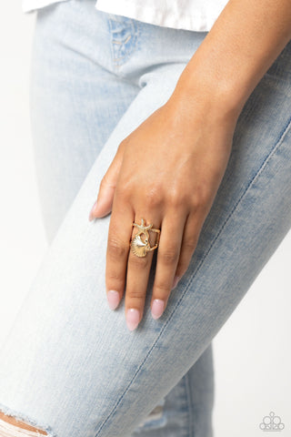 Seashell Showcase - Gold - Starfish Paparazzi Ring