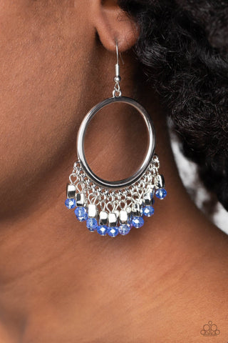 Fringe Fanfare - Blue - Beaded Hoop Paparazzi Fishhook Earrings