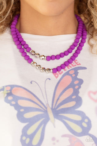 Summer Splash - Purple - Matte and Silver Bead Tiered Paparazzi Short Necklace