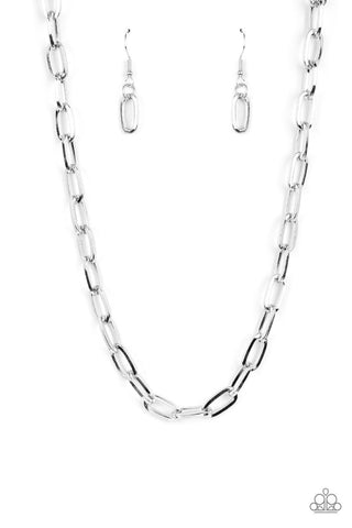 Boston Backdrop - Silver - Thick Paperclip Chain Paparazzi Short Necklace