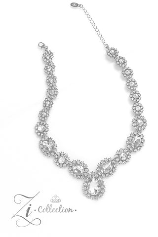 Everlasting - 2023 Zi Collection - White Teardrop Rhinestone Paparazzi Short Statement Necklace