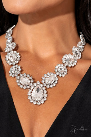 Everlasting - 2023 Zi Collection - White Teardrop Rhinestone Paparazzi Short Statement Necklace