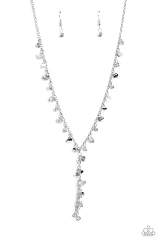 Chiseled Catwalk - Silver - Gem Encrusted Y-Shape Paparazzi Short Necklace