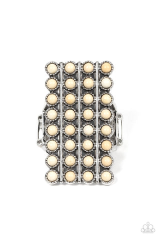 Pack Your SADDLEBAGS - White - Stacked Stone Oversized Paparazzi Ring