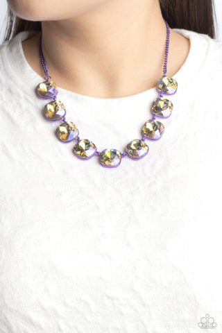 Combustible Command - Purple - UV Gem Painted Chain Paparazzi Short Necklace