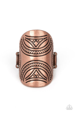 Pharaoh Party - Copper - Tribal Pattern Paparazzi Ring