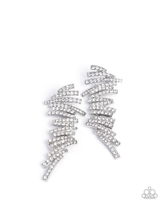 Scattered Surety - White - Rhinestone Paparazzi Post Earrings - Customer Appreciation Week 3 - April 2025 - Paparazzi Accessories