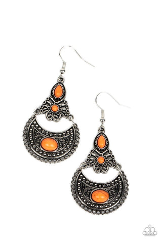 Sahara Samba - Orange - Stone Accent Filigree Paparazzi Fishhook Earrings