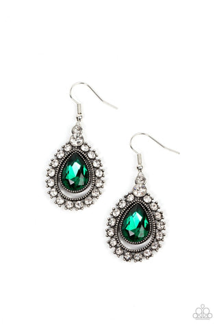 Divinely Duchess - Green - Teardrop Paparazzi Fishhook Earrings