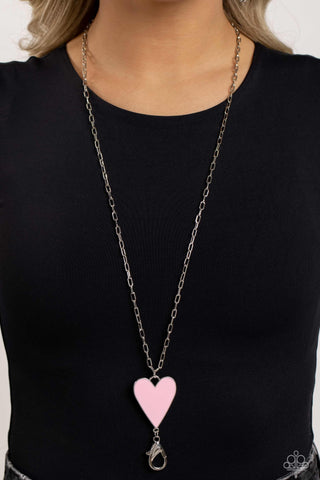 Subtle Soulmate - Pink - Elongated Heart Paperclip Chain Paparazzi Lanyard Necklace