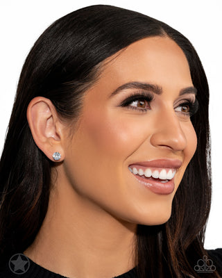 Just in Timeless - Gold - White Rhinestone Stud Paparazzi Post Earrings