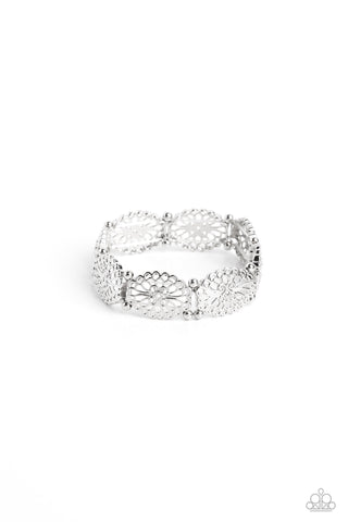 Curly Chic - Silver - Filigree Paparazzi Strechy Bracelet