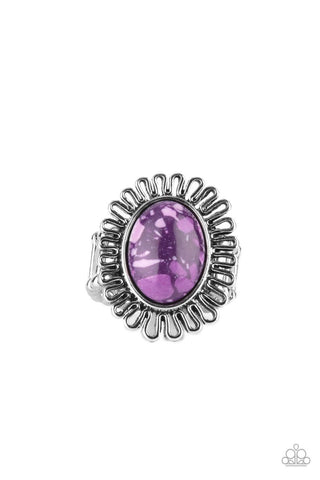 Anasazi Arbor - Purple - Marbled Stone Flower Paparazzi Ring