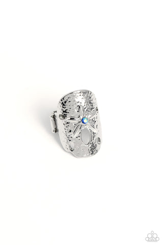 STARFISH Power - Blue - Iridescent Rhinestone Center Sand Dollar Paparazzi Ring